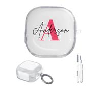 Personalized Name Monogram Case for Samsung Galaxy Buds 4 /Buds4 Pro (2026), Custom Initial & Text Soft Slim Clear Cover, Customized Protective Earbuds Charging-Case Skin with Keychain, Sparkly Bling