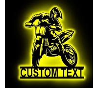 Personalized Name Motocross Lamp Custom Motocross Sign Plaque Rider Name Wall Art led Motorcycle Night Light Motorcycle Gifts for Birthday Christmas Valentine's Day(Motorcycle Sign Light-1)