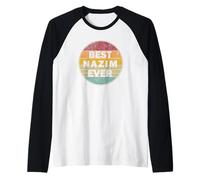 Personalized Name Nazim I Love Nazim Retro Vintage Style Raglan Baseball Tee