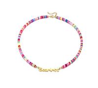 Personalized Name Necklace - 18K Gold Plated Stainless Steel Custom Text Jewelry - Mother's Day Gift for Mom - Birthday Anniversary Present for Wife Girlfriend (Gold)