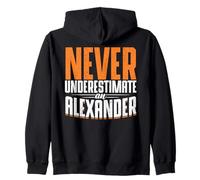 Personalized Name, Never Underestimate A Alexander Zip Hoodie