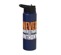 Personalized Name, Never Underestimate A Anthony Stainless Steel Insulated Water Bottle