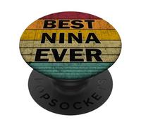 Personalized Name Nina I love Nina Retro vintage Style PopSockets Adhesive PopGrip