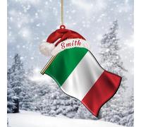 Personalized Name Ornament Italy Flag Acrylic Christmas Ornaments Italy Keepsake National Flags Ornaments for Christmas Trees Baubles New Year Collectible Holiday Souvenir Stocking Stuffers Tag