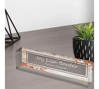 Personalized Name Plate for Desk | Clear Acrylic Glass art | Custom Office Decor Name plate Sign | Personalized Gifts 12cm W x 4cm H x 15mm D (Design-008)
