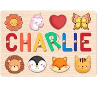 Personalized Name Puzzle for Kids, Christmas Custom Baby Gifts, Wooden Puzzles for Toddlers, Early Learning Toys for Baby Boy & Girl 1 Year Old Nursery Gifts Montessori Toys Toddler Puzzles