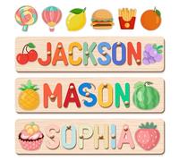 Personalized Name Puzzle for Kids Personalised Jigsaw Wooden Puzzles for 1 Year Old with Animal Elements and Stand, 1st Birthday Gifts for Girls Boys Baby Girl Toys (YUMMY BABY)