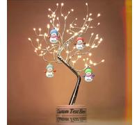 Personalized Name Snowman Family LED Firefly Tree Lamp Christmas tree lights Tabletop Christmas Tree LED Lights | Battery/USB Operated Birch Tree | Lighted Tree for Party Holiday Christmas Decor