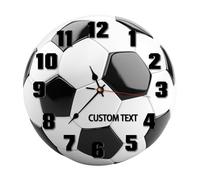 Personalized Name Soccer Wall Clocks Custom Football Acrylic Wooden Modern Clocks for Bedroom Living Room Sport Room Home Artwork Father's Day Decor Gift for Dad Men Boy Soccer Lover Husband