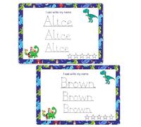 Personalized Name Tracing Worksheet for Toddlers - Second Dinosaur Design | Custom A4 Writing Mat for Kids | Reusable & Waterproof