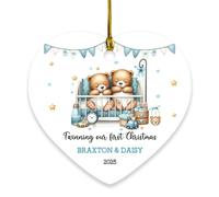 Personalized Name Twinning Our First Christmas Ornament, Bear Baby's Twin Ornament Keepsake 2025, Custom Baby's Twins 1st Christmas Ornaments Gifts, Twin Baby Girl & Boy First Xmas Tree Decoration
