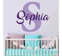 Personalized Name Wall Decal Kids Name Monogram Initial Fancy Cursive Name Decal Wall Decor Vinyl Lettering Gold Vinyl Nursery Wall Decal-Design2