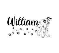 Personalized Name Wall Sticker Custom Name Vinyl Decal 101 Dalmatians Puppy Dog Wall Decals for Kids Bedroom Decor Mural Small - 29x57cm