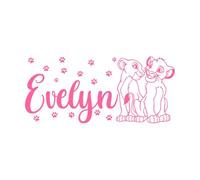 Personalized Name Wall Sticker Simba Nala The Lion King Custom Vinyl Decals Cartoon Stencil Kids Bedroom Art Decor Small - 26x57cm