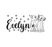 Personalized Name Wall Sticker Simba Nala The Lion King Custom Vinyl Decals Cartoon Stencil Kids Bedroom Art Decor Small - 26x57cm