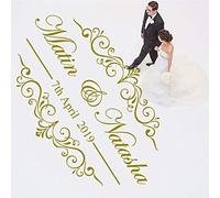 Personalized Name Wedding Dance Floor Decal, Vinyl Sticker Wedding Decor Monogram Flower Petal Art Boda Party Wall Decal Wedding Sign Window Sticker (80x128cm)
