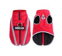 Personalized Name Winter Fleece Warm Dog Jacket Windproof Waterproof Pet Coat With Zipper For Schnauzer Shiba Inu Pug,Red,S