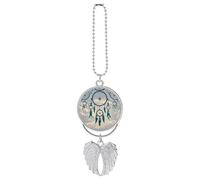 Personalized Native Dream Catcher Car Rearview Mirror Ornament Double Side Custom Photo Picture Car Hanging Pendant Accessories Alloy Angel Wings Vehicle Decoration Silver