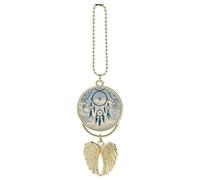 Personalized Native Dream Catcher Car Rearview Mirror Ornament Double Side Custom Photo Picture Car Hanging Pendant Accessories Alloy Angel Wings Vehicle Decoration Golden