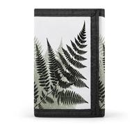 Personalized Natural Plant Silhouette Fern Leaf Trifold Wallet, Minimalist Front Pocket Wallet, Large RFID Blocking Wallets Credit Card Holder Zipper Coin Purse Divided Billfold for Men Women