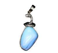 Personalized natural stone snake shape crystal pendant amethyst fluorite creative amorphous jewelry necklace unisex all-match summer jewelry - 1 piece Opal One Size