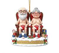Personalized Naughty Old Couple Christmas Ornament, Custom I Want to Grow Old with You - Funny Gift for Santa Couple, Marriage, Anniversary, Xmas (A)