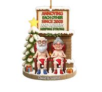 Personalized Naughty Old Couple Christmas Ornament, Custom I Want To Grow Old With You Hanging Pendant, Personalised White Elephant Gifts for Adults, 2D Acrylic Christmas Tree Ornaments (Red B)