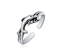 Personalized Nautical Aloha Tropical Vacation Hawaiian Dolphin Midi Toe Ring For Women For Teen Polished .925 Silver Sterling Adjustable