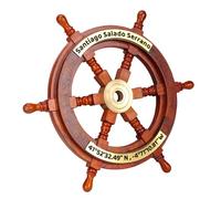 PERSONALIZED Nautical Handcrafted Ship Wheel - Natural Wood Ship Wheel | Home & Gifts | Ship Wheel - Pirate's Boat Ship Wheel - MARYAM CRAFTS (18 inches)