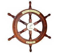 PERSONALIZED Nautical Handcrafted Ship Wheel - Natural Wood Ship Wheel | Home & Gifts | Ship Wheel - Pirate's Boat Ship Wheel - MARYAM CRAFTS (24 inches)