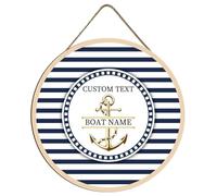 Personalized Nautical Theme Wall Decor,Custom Boat Name Nautical Anchor Wood Wall Hanging Signs Ship Sailing Yacht for Beach House Lake Sailboat Farmhouse