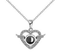 Personalized Necklace With Photo Inside S925 Silver Projection Necklace Copper Chain Photo Pendant Anniversary Memorial Gifts For Women Birthday Anniversary Memorial Christmas (Silver-01)