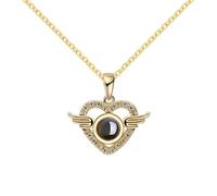 Personalized Necklace With Photo Inside S925 Silver Projection Necklace Copper Chain Photo Pendant Anniversary Memorial Gifts For Women Birthday Anniversary Memorial Christmas (Gold-01)