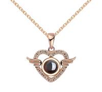 Personalized Necklace With Photo Inside S925 Silver Projection Necklace Copper Chain Photo Pendant Anniversary Memorial Gifts For Women Birthday Anniversary Memorial Christmas (Rose Gold-01)