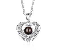 Personalized Necklace With Photo Inside S925 Silver Projection Necklace Copper Chain Photo Pendant Anniversary Memorial Gifts For Women Birthday Anniversary Memorial Christmas (Silver-02)