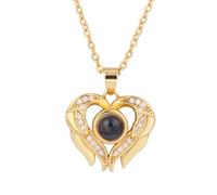 Personalized Necklace With Photo Inside S925 Silver Projection Necklace Copper Chain Photo Pendant Anniversary Memorial Gifts For Women Birthday Anniversary Memorial Christmas (Gold-02)