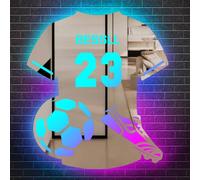 Personalized Neon Lamp, Custom Jersey Led Mirror Light for Wall Decor, Birthday Gift For Soccer Loving Son, Kids Room Soccer Decor