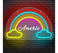 Personalized Neon Sign for Wall Decor, Custom Name LED Neon Light Cute Cloud Light Up Sign for Bedroom, Girls Room, Party, Wedding (Rainbow-4)