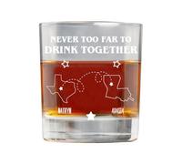 Personalized Never Too Far To Drink Together Whiskey Glass Cup, Custom Names Brother Drinking Glasses, Funny Whiskey Glasses Gifts for Brothers Friend Men Him, Father's Day Birthday Gifts,24
