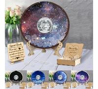 Personalized Night Sky Wedding Guest Book Alternative Custom Couple Name Celestial Rustic Guestbook with 30/50/90 Pcs Heart Slices Baby Shower Anniversary Party Drop Box for Friends Newlyweds