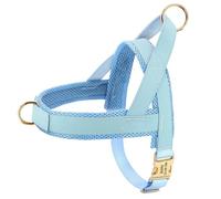 Personalized No Pull Soft Mesh Breathable Nylon Anti-lost Dog Walking Harness Vest For Shiba Inu Bulldog Labrador,Blue,L