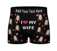 Personalized Novelty Boxer Briefs with Wife's Face, Personalised Waist Underwear for Men, Custom Funny Mens Underpants Shorts Gifts for Valentines Day, Anniversary, Personalised Surprise Gift for Him