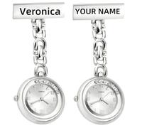 Personalized Nurse Watch Custom Name Nurse Pocket Portable Chest Brooch Watches Digital Quartz Movement Pocket Watch Christmas Mother's Day Birthday Gift for Women and Men (White)