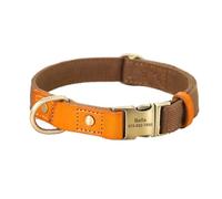 Personalized Nylon Dog Collar Durable Genuine Leather Custom ID Collar Engraving Adjustable(Blue 2,M)