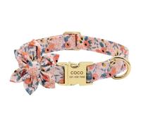 Personalized Nylon Dog ID Tag Collar Printed Nylon Custom Engraved Dog Collar Pretty Flowers Dog Collar Necklace Pet Supplies Accessories,A,M