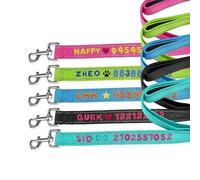Personalized Nylon Dog Leash Custom Embroidery Name Phone Reflective Padded Handle Dog Leashes Heavy Duty Rope Leash 13 Colors & 9 Sizes for Small Medium Large Dogs Night Walking Safety