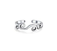 Personalized Open Spiral Pinky Midi Filigree Celtic Scroll Swirl Toe Ring For Women Teen Oxidized .925 Silver Sterling Adjustable Customizable