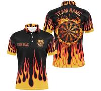 Personalized Orange Darts Board Fire Flame Custom 3D Polo & Quarter-Zip Darts Shirts for Men & Women Darts Team Jerseys T1786