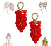 Personalized Original Handmade Crystal Grape Soap, 2026 New Grape Soap on a Rope, Handcrafted Grapes Cluster on a Rope, for Washing Hands and Fresh Air Men Women (2pcsRed)