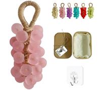 Personalized Original Handmade Crystal Grape Soap Gentle Cleansing Soap, 2026 Grape Soaps on A Rope, Moisturizing Essential Oil Decorative Soaps Bars for Bathroom Sink (Peach Pink)